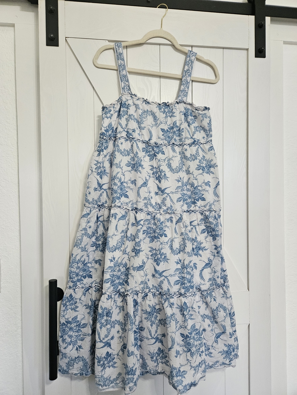 Max Studio White Sundress with Blue Floral Print